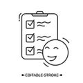 Happy client survey icon. Customer feedback vector linear illustration Royalty Free Stock Photo