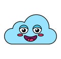 Happy cloud emoji outline illustration