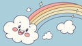 Happy Cloud Face with Vibrant Rainbow Arching Vector Design Generative AI Royalty Free Stock Photo