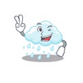 Happy cloudy rainy cartoon design concept with two fingers