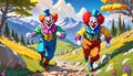 Happy clown excitement run enjoy life