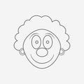 Happy clown face flat black outline design icon Royalty Free Stock Photo