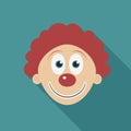 Happy clown face flat long shadow design icon Royalty Free Stock Photo