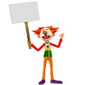 Happy clown holding a sign Royalty Free Stock Photo