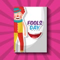 Happy clown humor cartoon fools day card