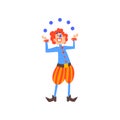 Happy Clown Juggling with Balls in Circus Show Cartoon Vector Illustration Royalty Free Stock Photo