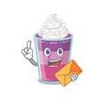 Happy cocktail jelly mascot design concept with brown envelope