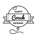 Happy Cocuk Bairami greeting emblem Royalty Free Stock Photo