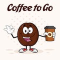 Happy Coffee Bean Cartoon Mascot Character Holding A Coffee Cup And Gesturing Ok Royalty Free Stock Photo