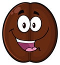 Happy Coffee Bean Cartoon Mascot Character