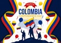 Happy Colombia Independence Day Vector Illustration on 20 July with Waving Flag and Ribbon in National Holiday Celebration Royalty Free Stock Photo