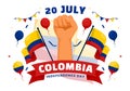 Happy Colombia Independence Day Vector Illustration on 20 July with Waving Flag and Ribbon in National Holiday Celebration Royalty Free Stock Photo