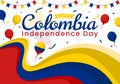 Happy Colombia Independence Day Vector Illustration on 20 July with Waving Flag and Ribbon in National Holiday Celebration Royalty Free Stock Photo