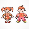 Happy color cartoon children. Vector illustration.