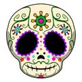 Happy colored mexican skull cartoon