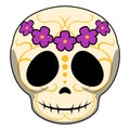 Happy colored mexican skull cartoon