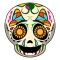 Happy colored mexican skull cartoon