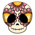 Happy colored mexican skull cartoon