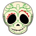 Happy colored mexican skull cartoon