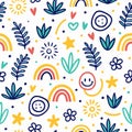 Happy colorful doodle pattern background Royalty Free Stock Photo