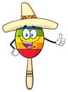 Happy Colorful Mexican Maracas Cartoon Mascot Character With Sombrero Hat Giving A Thumbs Up Royalty Free Stock Photo