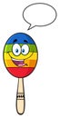 Happy Colorful Mexican Maracas Cartoon Mascot Character With Speech Bubble