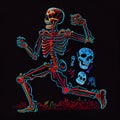 Happy colorful skeleton doing exercises. AI generative