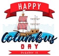 Happy Columbus day banner with flagship