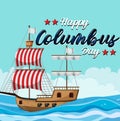 Happy Columbus day banner with flagship