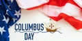 Happy columbus day celebration with sailboat and ocean scene