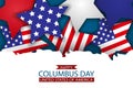 Happy Columbus Day design concept. USA national holiday background wallpaper. Cover for advertisement, shopping promotion. Royalty Free Stock Photo