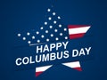 Happy Columbus Day. Discoverer of America. Greeting card design with star and the national flag of the united states. Vector