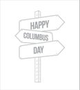 happy columbus day multiple destination line street sign