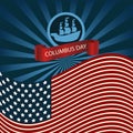 Happy Columbus Day Ship Holiday Poster United States America Fla Royalty Free Stock Photo