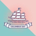 Happy columbus day vector with punchy pastel background. Pop art vintage style background greeting celebration design for american