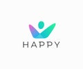 Happy community logo design. Funny colorful person vector design