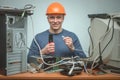Computer repairman. Computer technician engineer. Support service. Royalty Free Stock Photo