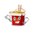 Happy confident Successful chinese box noodle cartoon character style
