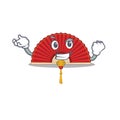 Happy confident Successful chinese folding fan cartoon character style