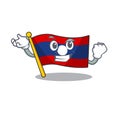 Happy confident Successful flag laos Scroll cartoon character style