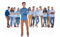 Happy and confident team leader in front of his group Royalty Free Stock Photo