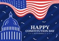 Happy Constitution Day United States Vector Illustration on 17th September with American Waving Flag Background and Capitol