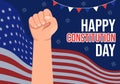 Happy Constitution Day United States Vector Illustration on 17th September with American Waving Flag Background and Capitol