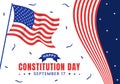 Happy Constitution Day United States Vector Illustration on 17th September with American Waving Flag Background and Capitol