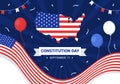 Happy Constitution Day United States Vector Illustration on 17th September with American Waving Flag Background and Capitol