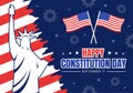Happy Constitution Day United States Vector Illustration on 17th September with American Waving Flag Background and Capitol