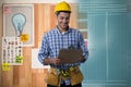 Composite image of happy construction worker Royalty Free Stock Photo