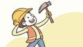 Happy Construction Worker: Building and Labor Icon, vector design Generative AI Royalty Free Stock Photo
