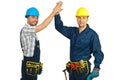 Happy constructor workers high five