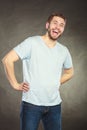 Happy content handsome man guy laughing. Royalty Free Stock Photo